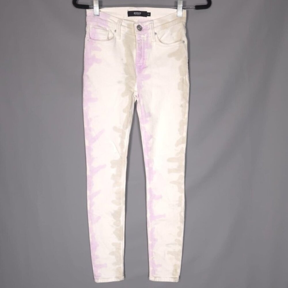 NWT HUDSON Women’s Nico Super Skinny Tie‎ Dye Jeans Size 24 Cream White Pink